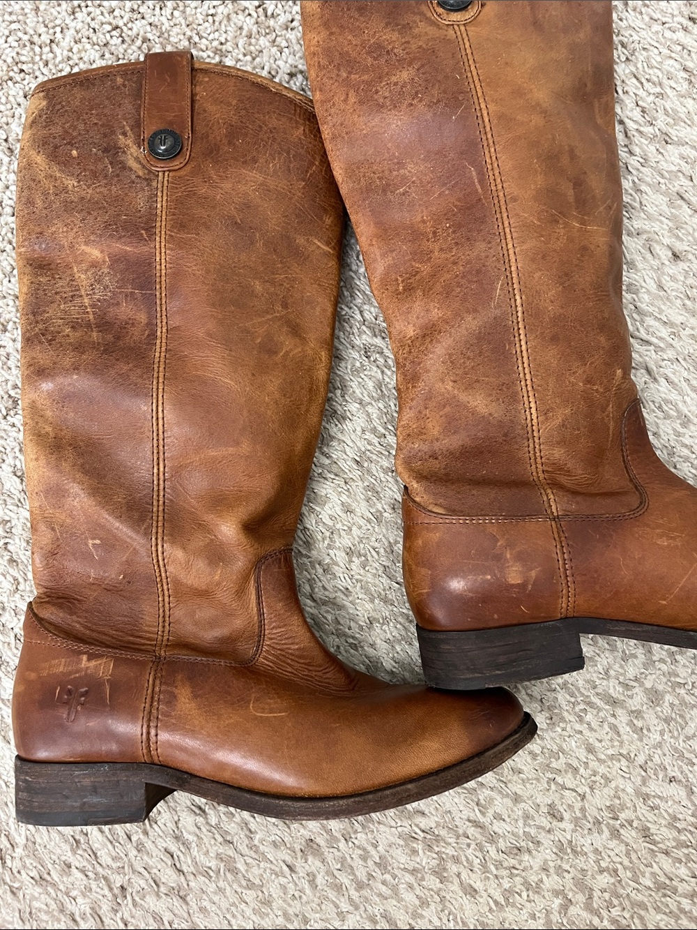 Frye Cara Boots in Cognac Leather - Size 6.5 B - Picture 10 of 16